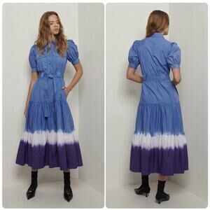 Derek Lam 10 Crosby x RTR Blue Dip Dye Midi Dress Size 38
